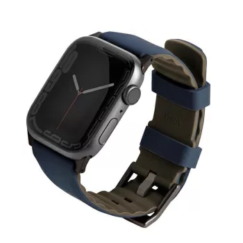   UNIQ óraszíj Linus Apple Watch Series 1/2/3/4/4/5/6/7/8/9/SE/SE2/Ultra/Ultra 2 42/44/45/49mm. Airosoft szilikon, sötétkék