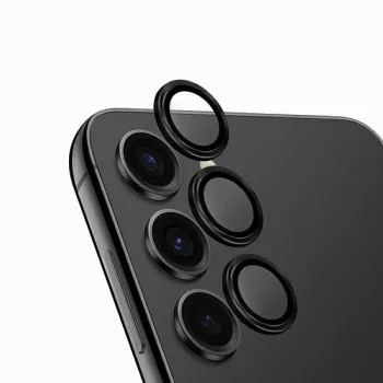   UNIQ Optix alumínium kamera objektívvédő edzett üvegfólia Samsung Galaxy S24 éjfekete
