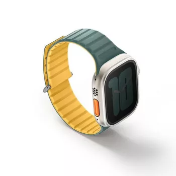   UNIQ óraszíj Revix Evo Apple Watch Series1/2/3/4/5/6/7/8/9/SE/SE2/Ultra/Ultra2 42/44/45/49mm Reversible Magnetic, zöld-sárga