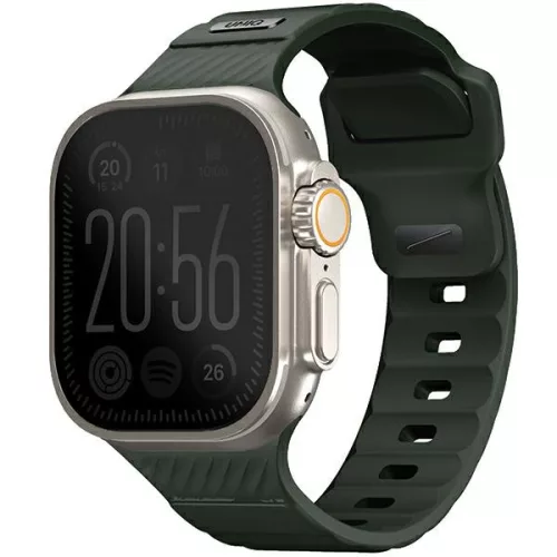 UNIQ óraszíj Stride Apple Watch Series1/2/3/4/5/6/7/8/9/SE/SE2/Ultra/Ultra 2 42/44/45/49mm FKM Rubber, sötétzöld