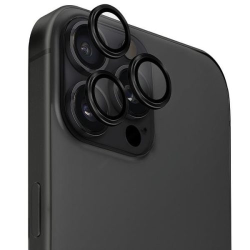 UNIQ Optix Aluminium Camera LensProtector iPhone 16 Pro 6.3" / 16 Pro Max 6.9" midnight fekete kameravédő