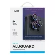 Uniq Optix alumínium kameravédő iPhone 16 Pro 6.3" / 16 Pro Max 6.9" irizáló kamera lencse üvegfólia applikátorral