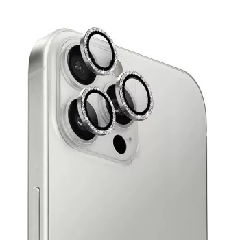   Uniq Optix Aluminum Camera Lens Protector iPhone 16 Pro 6.3" / 16 Pro Max 6.9" white shimmer camera lens glass with applicator