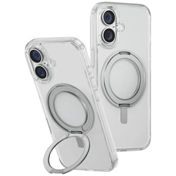   UNIQ Swivix iPhone 16 Plus 360 Rotating Kickstand tok, átlátszó