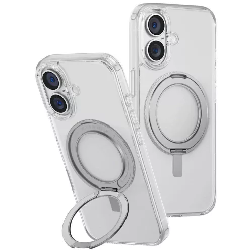 UNIQ Swivix iPhone 16 Plus 360 Rotating Kickstand tok, átlátszó