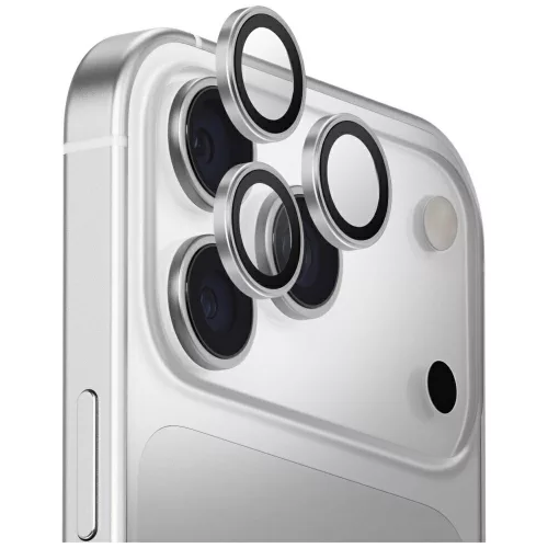 Uniq Optix Aluminum Camera Lens Protector iPhone 17 Pro / iPhone 17 Pro Max with Applicator - kameravédő, ezüst
