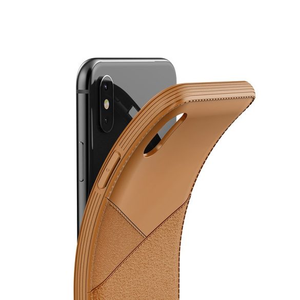 VRS Design (VERUS) iPhone Xs Max Leather Fit Label hátlap, tok, barna