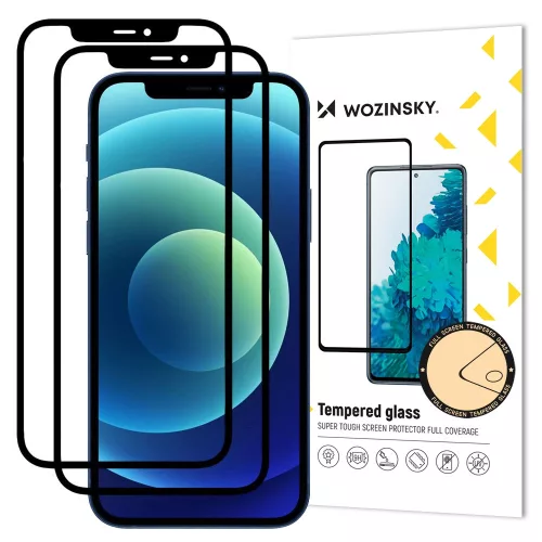 Wozinsky  Tempered Glass Full Glue Case Friendly iPhone 12 Pro / iPhone 12 edzett üvegfólia, 2db