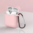 Case AirPods 2 / AirPods 1 silicone soft case headphones + keychain carabiner pendant tok, rózsaszín