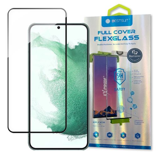 Bestsuit 3D Edge Nano Flexi Glass üveg film teljes képernyős fólia, átlátszó edzett üvegfólia Samsung Galaxy S22 Plus, átlátszó