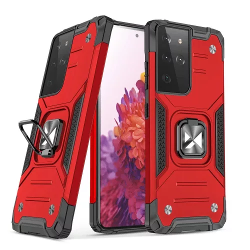 Wozinsky Armor Ring Samsung Galaxy S22 Ultra, ütésálló hátlap, tok, piros