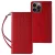 Magnet Strap Case iPhone 14 Plus Case with Flip Wallet Mini Lanyard Stand tok, piros