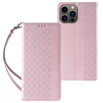   Magnet Strap Case iPhone 14 Plus Flip Wallet Mini Lanyard Stand tok, rózsaszín
