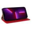 Magnet Strap Case iPhone 14 Pro Case with Flip Wallet Mini Lanyard Stand tok, piros