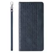 Magnet Strap Case iPhone 14 Pro Max Flip Wallet Mini Lanyard Stand tok, kék