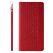 Magnet Strap Case iPhone 14 Pro Max Flip Wallet Mini Lanyard Stand tok, piros