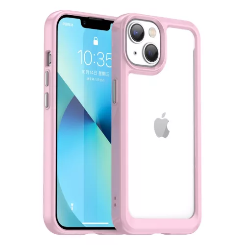 Outer Space Case iPhone 14 Plus hard cover with a gel frame tok, rózsaszín