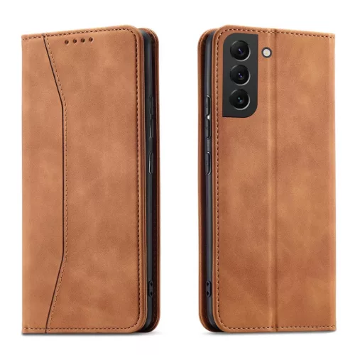 Magnet Fancy Case Samsung Galaxy S23 Plus oldalra nyíló tok, barna