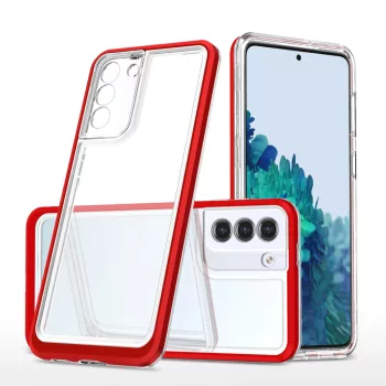   Clear 3in1 Case Samsung Galaxy S23 Plus ütésálló hátlap, tok, átlátszó-piros