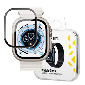   Wozinsky Full Glue Tempered Glass Apple Watch Ultra 1/ 2 49mm 9H Full Screen Tempered Glass with tok, fekete Frame