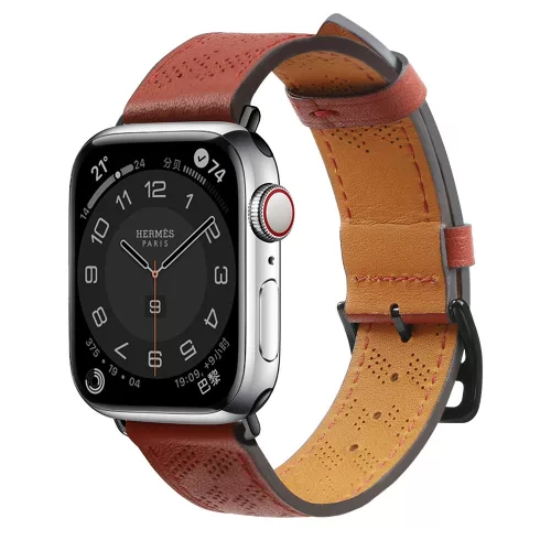 Leather bőr óraszíj Apple Watch SE, 9, 8, 7, 6, 5, 4, 3, 2, 1 (41, 40, 38 mm), piros
