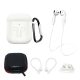 Silicone Case Set AirPods 2 / AirPods 1 + Case / Ear Hook / Neck Strap / Watch Strap Holder / Carabiner tok, fehér