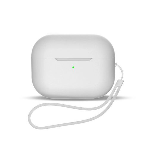 Silicone case AirPods 1 / AirPods 2 + wrist strap lanyard tok, fehér