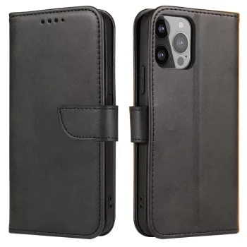   Wallet Case with Stand iPhone 15 Plus Magnet Case tok, fekete