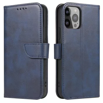 Wallet Case with Stand iPhone 15 Plus Magnet Case tok, kék