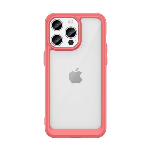 Reinforced case with a flexible frame iPhone 15 Pro Max Outer Space tok, piros