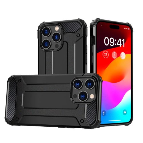 iPhone 15 Pro Max Hybrid Armor case tok, fekete