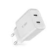 Tech-Protect C20W hálózati töltő 2x USB-C PD 20W, fehér