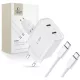 Tech-Protect C20W 2x USB-C PD 20W hálózati töltő with USB-C / USB-C kábel, fehér