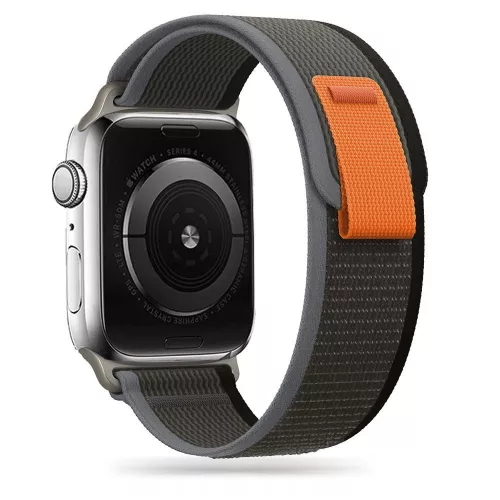 TECH-PROTECT Óraszíj NYLON APPLE WATCH 4/5/6/7/8/9/SE/ULTRA 1/2  (42/44/45/49 MM), fekete, narancssárga