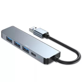   Tech-Protect V0 5in1 USB-A USB-A 3.0 / 3x USB-A 2.0 / USB-C, USB-HUB, szürke