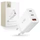 Tech-Protect NC30W hálózati töltő 2x USB-C PD 30W / USB-A QC 3.0, fehér