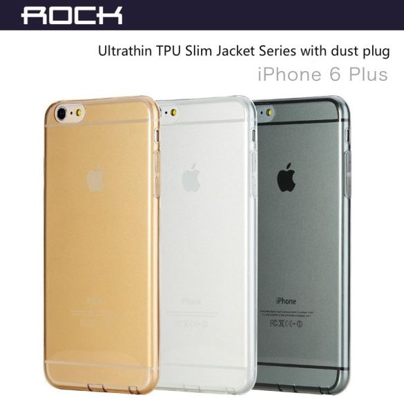 Rock iPhone 6 Plus/6S Plus Ultrathin TPU Slim Jacket szilikon hátlap, tok, átlátszó-arany