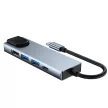 Tech-Protect V3 5in1 USB-C USB-A 3.0 / USB-A 2.0 / USB-C / HDMI / RJ45, USB-HUB, szürke
