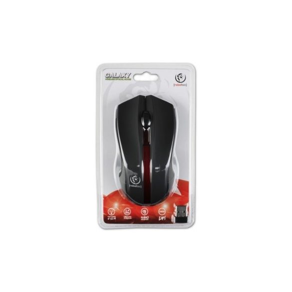 Rebeltec Galaxy wireless mouse, vezeték nélküli egér, fekete-piros