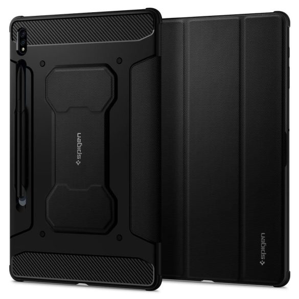 Spigen Rugged Armor ”Pro” Samsung Galaxy Tab S7/S8 11" ütésálló oldalra nyíló smart tok, fekete