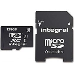   Integral Ultima Pro micro SDXC, 128GB, class 10, UHS-I, 90 MB/s, memóriakártya adapterrel, fekete