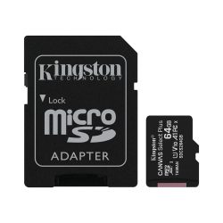   Kingston Canvas Select Plus micro SDHC, 64GB, class 10, UHS-I, 100 MB/s, memóriakártya adapterrel, fekete