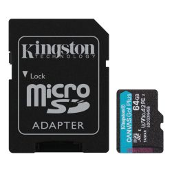  Kingston Canvas Go! Plus micro SDXC, 64GB, class 10, UHS-I, 170 MB/s, memóriakártya adapterrel, fekete