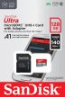 SanDisk Ultra Android micro SDXC, 128GB, class 10, UHS-I, 140 MB/s, memóriakártya adapterrel