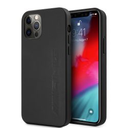   AMG iPhone 12 Pro Max Leather Hot Stamped eredeti bőr (AMHCP12LDOLBK) hátlap, tok, fekete