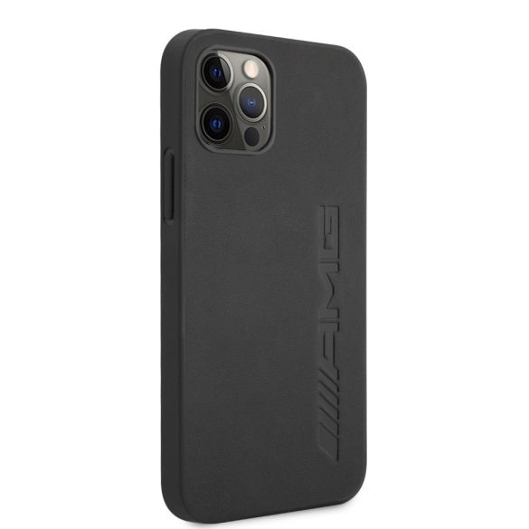 AMG iPhone 12 Pro Max Leather Hot Stamped eredeti bőr (AMHCP12LDOLBK) hátlap, tok, fekete