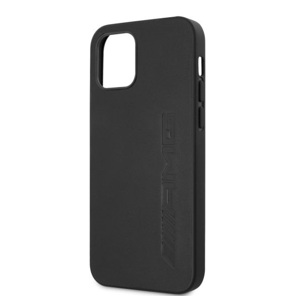 AMG iPhone 12 Pro Max Leather Hot Stamped eredeti bőr (AMHCP12LDOLBK) hátlap, tok, fekete