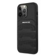 AMG iPhone 13 Pro Leather Debossed Lines eredeti bőr (AMHCP13LGSEBK) hátlap, tok, fekete