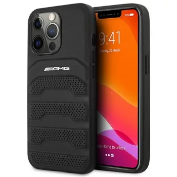   AMG Leather Debossed Lines tok iPhone 14 Pro 6,1" AMHCP14LGSEBK, fekete