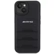 AMG AMHCP15MGSEBK iPhone 14 Plus/15 Plus 6.7", hátlap, tok, bőr,dombornyomott vonalakkal, fekete